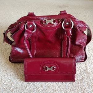 MICHAEL KORS Burgundy/Plum Handbag/Wallet Set